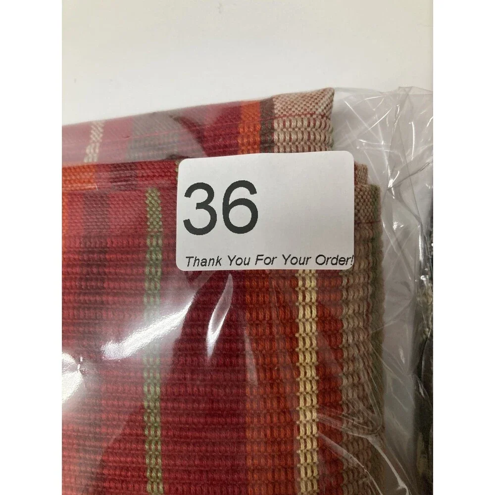 4 PC Striped Placemat Set Autumn Fall Colors Red Orange Brown Green Rustic